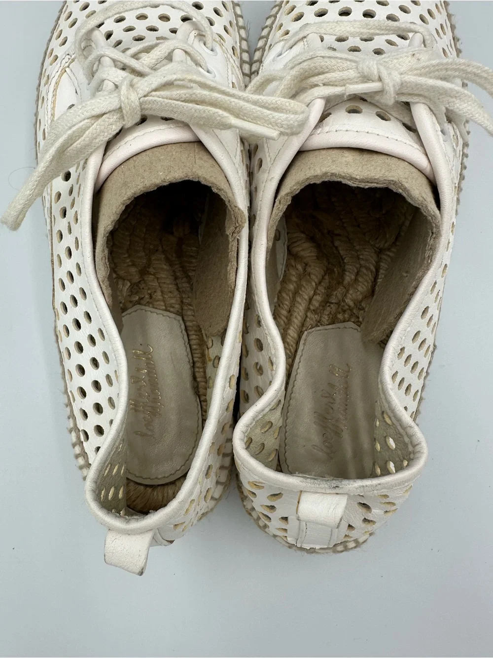 Loeffler Randall Women Size 41 White Alfie Perforated Leather Espadrille